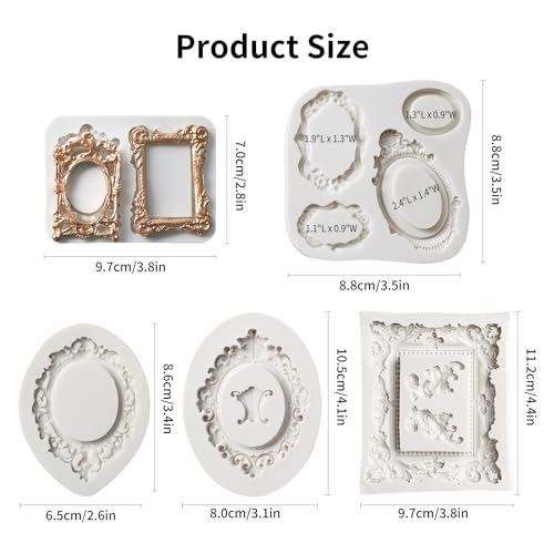 Photo Frame Silicone Fondant Molds (5 Count)
