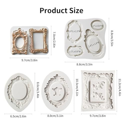 Photo Frame Silicone Fondant Molds (5 Count)
