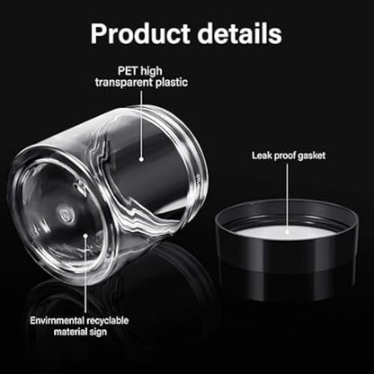 36 Pieces 8 oz Plastic Jars with Lids Wide Mouth Airtight Reusable Container Acrylic Cosmetic Small Jars for Lotions Ointments Travel Toiletries Creams Make up Storage (36 Count)