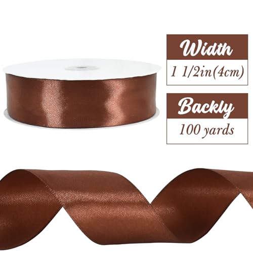 100 Yard Brown Satin Ribbon 1