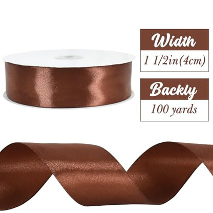 100 Yard Brown Satin Ribbon 1