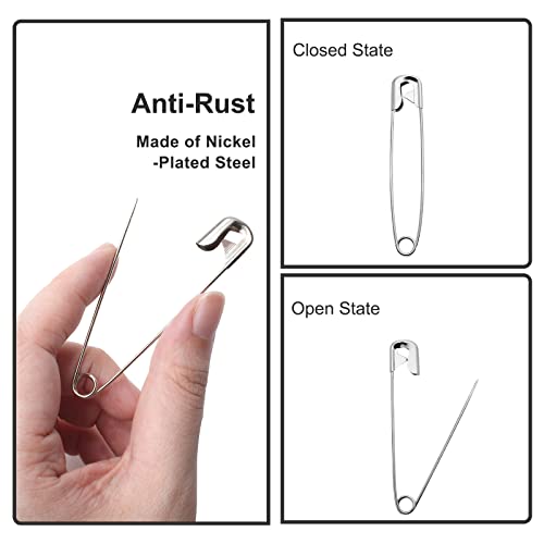 200 PCS 32mm Safety Pins Nickel Plated (200 Count)