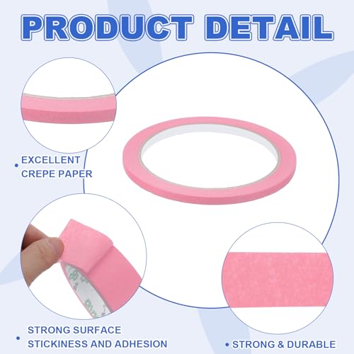 Masking Tape 0.2 Inch x 21 Yard Painter's Tape Pink Paint Tapes for DIY Crafts Arts Drawing Decoration Labeling Car Painting Artist Teachers