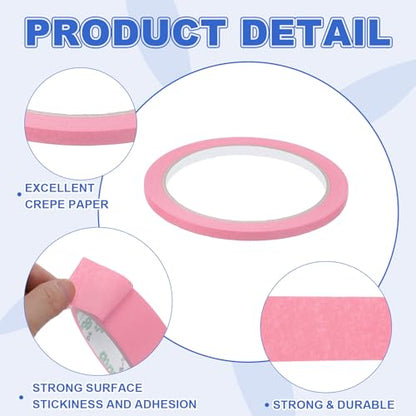 Masking Tape 0.2 Inch x 21 Yard Painter's Tape Pink Paint Tapes for DIY Crafts Arts Drawing Decoration Labeling Car Painting Artist Teachers