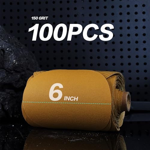 PSA Sanding Discs 6 Inch Adhesive Backed Sandpaper 100 Pack 150 Grit Self Adhesive Sanding Discs for DA Sander Self Stick for Wood (100 Count)