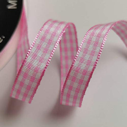 Pink Gingham Plaid Checked Ribbon 25 Yards Each Roll 100% Polyester (75 Feet)