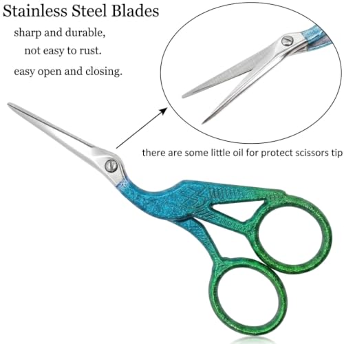 4.5Inch Stainless Steel Sharp Tip Scissors with Leather Cover