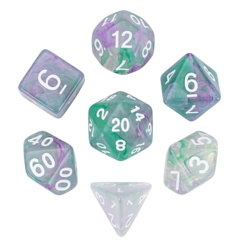 7 Die DND Dice Set Polyhedral Dice Set with a Leather Dice Bag (7 Count)