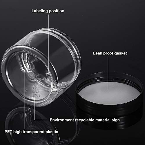 12 Pack 6 oz Plastic Container Jars with Lids Round Clear Travel Cosmetic Container Slime Jars for Toiletries (72 Count)