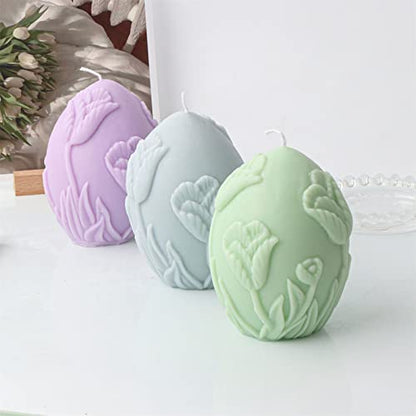 Flower Embossed Egg Candle Silicone Mold Oval Soap Mold Fondant Chocolate Candy Cake Decorating Baking Tools Plaster Epoxy Resin Clay Mold