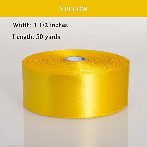 1 1 2 Inch Yellow Solid Satin Ribbon for Gift Wrapping
