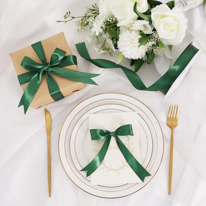 1 Inch x 100yds Dark Green Satin Ribbon for Crafts (300 Foot)