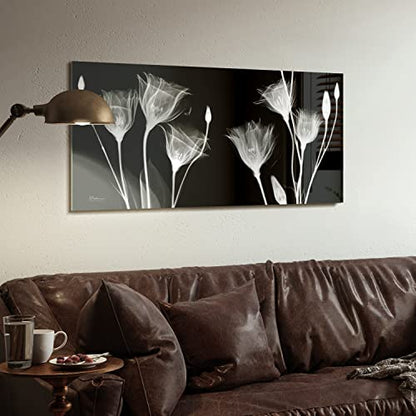 Frameless Free Floating Tempered Glass Panel Graphic Flower Wall Art Ready to Hang