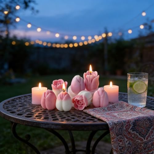 3 PCS Tulip Flower Silicone Molds 3D Floral Candle Mold for Soap