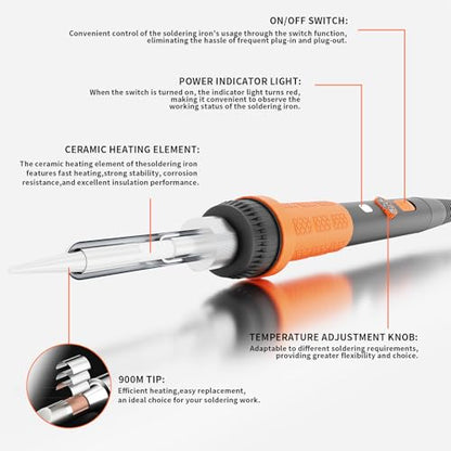 908B Orange Soldering Iron Kit 60W