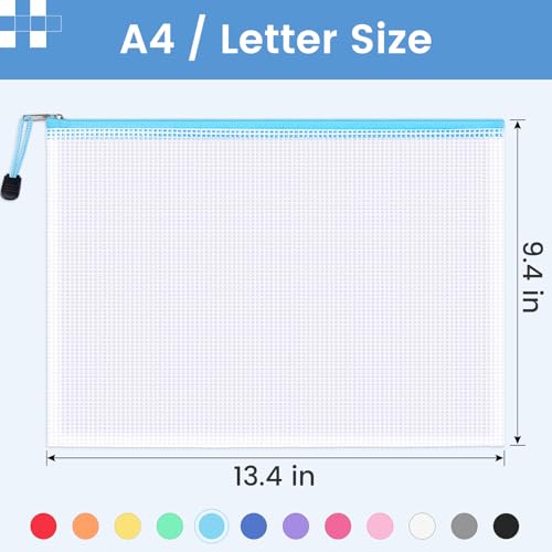 24 Pack Mesh Zipper Pouch with Sticky Labels (24 Count)