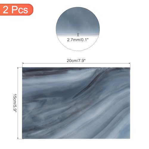 2 Pcs Stained Glass Sheet Mosaic Tile 7.9 Inch x 5.9 Inch Gray Stained Glass Sheets for Crafts DIY Art Project