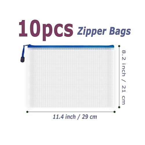 10 Pcs Zipper File Bags (10 Count)