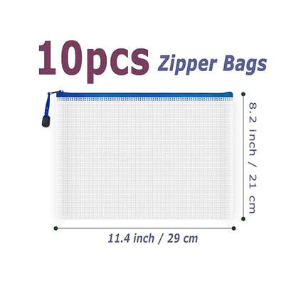 10 Pcs Zipper File Bags (10 Count)