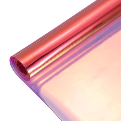 Holographic Clear PVC Vinyl Film Holographic PVC Fabric Waterproof Dichroic Film 12 x 48 Inch for Handbags Bows Earrings DIY Craft
