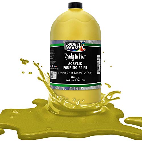 Pouring Masters Lemon Zest Metallic Pearl Ready to Pour Acrylic Pouring Paint (64 Fl Oz)