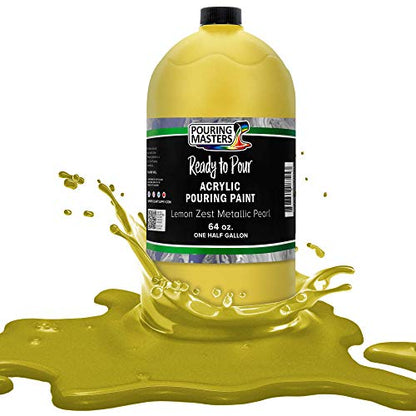 Pouring Masters Lemon Zest Metallic Pearl Ready to Pour Acrylic Pouring Paint (64 Fl Oz)