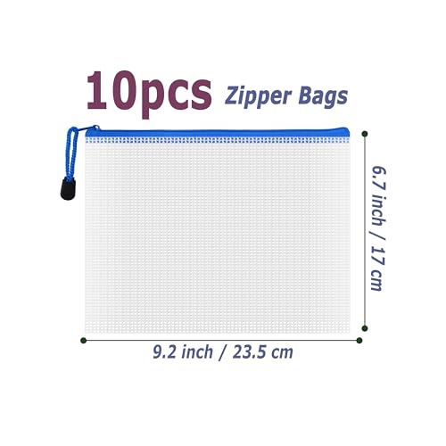 10 Pcs Zipper File Bags (10 Count)