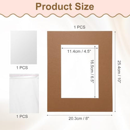 Picture Mats 8 x 10 Mat Board Center for 5 x 7 Pictures Acid Free White Core Bevel Cut Frame Mattes with Backing for Display Art Measuring