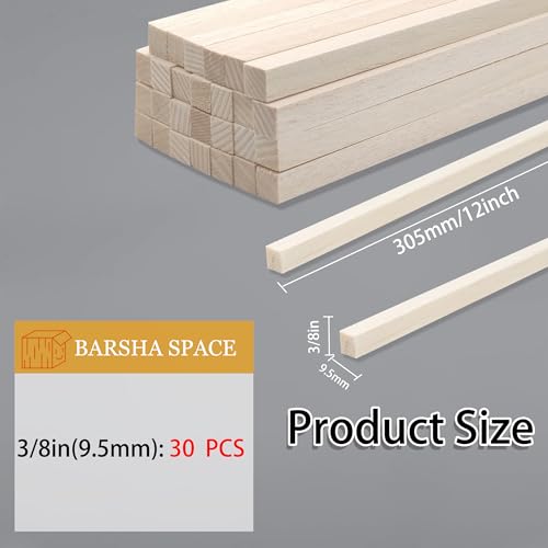 30Pcs Balsa Wood Square Dowels 3 (30 Count)