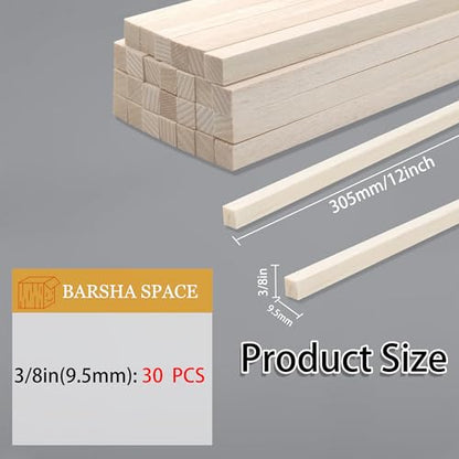 30Pcs Balsa Wood Square Dowels 3 (30 Count)