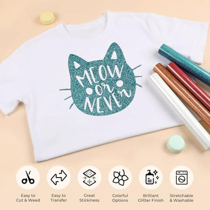 Teal Glitter HTV Vinyl