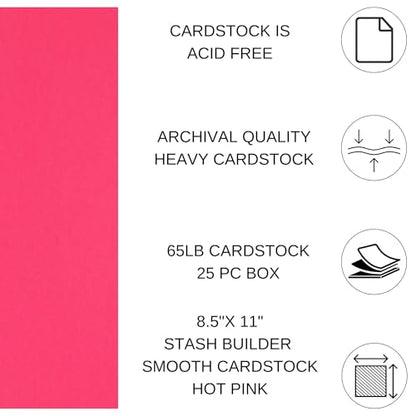 PA Paper Accents Stash Builder Cardstock 8.5" x 11" Hot Pink