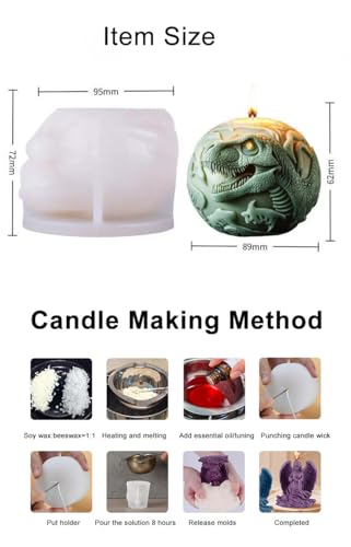 Egg Shape 3D Dinosaur Resin Casting Mold for Candles Making