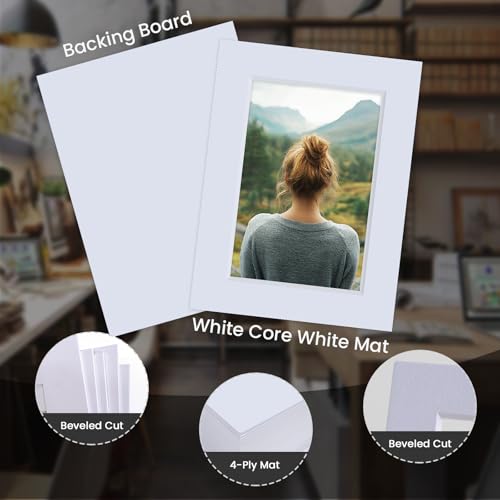 5Pack Acid Free 18x24 White Picture Mats Board Kit for 12x18