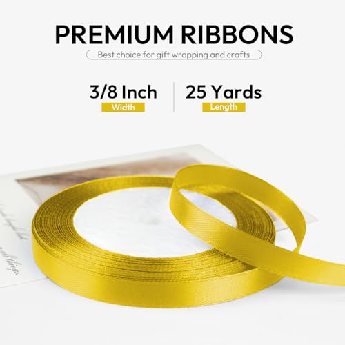 3 8 Inch 25 Yards Satin Ribbon Yellow