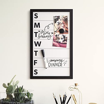 Framed Magnetic Weekly Calendar Dry Erase White Board