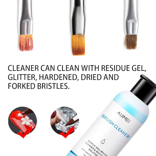 Acrylic Nail Brush Cleaner 2.5FL.OZ 75ML Acrylic Brush Cleaner Liquid Acrylic Nail Brushes Nail Art Tools for Salon Home Use Acrylic Paint Brush Cleaner (2.5 Fl Oz)