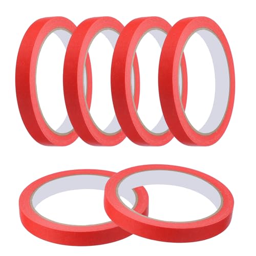 Masking Tape 0.5 Inch x 21 Yard Painter's Tape Red Paint Tapes for DIY Crafts Arts Drawing Decoration Labeling Car Painting Artist Teachers