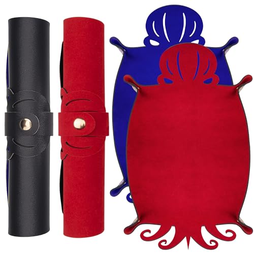 2 Pieces Octopus Dice Rolling Tray PU Leather Dice Mat Folding Scroll (2 Count)
