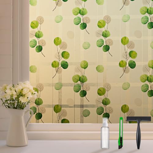 Eucalyptus Leaves Stained Glass Window Film 17.7'' x 78.7''