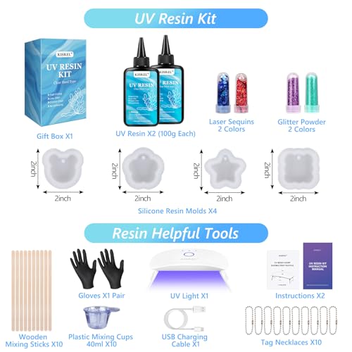 UV Resin Kit with Light and Molds