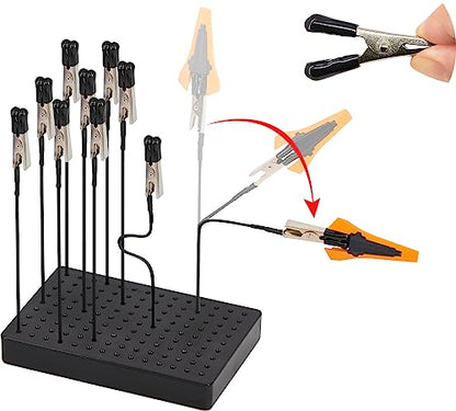 Model Painting Stand Base Holder and 10PCS Bendable Alligator Clip Sticks Set with Lager Clips