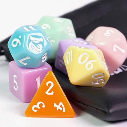 DND Dice Set D&D Polyhedral Dice with Leather Dice Bag (7 Count)