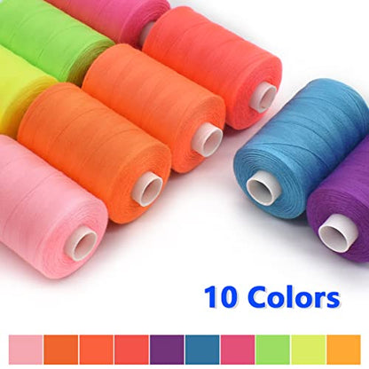 Sewing Thread 10 Color Sewing Industrial Purpose 1000 Yards Per Spool 40S (30000 Foot)