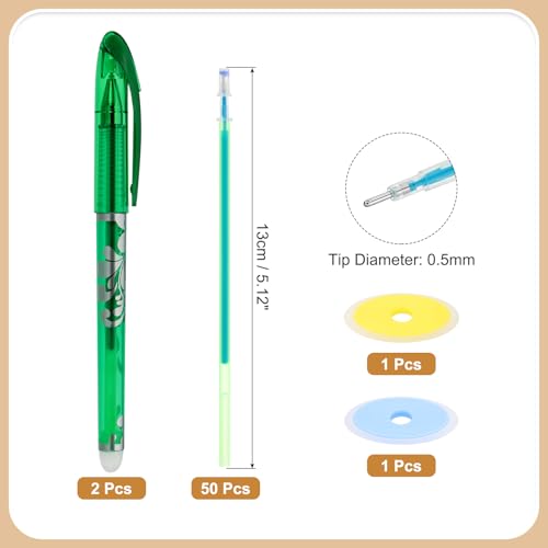 2Pcs Erasable Gel Pens with 50 Refills & 2 Erasers (52 Count)