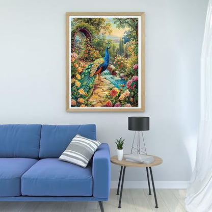 Art Crafts 14ct Counted Cross Stitch Patterns Kits Animal Peacock Garden Printed Stamped Cross Stitch Kits for Adults Needlepoint Kits