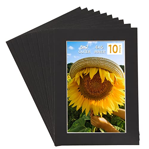 10 Pack 5x7 Black Picture Mats