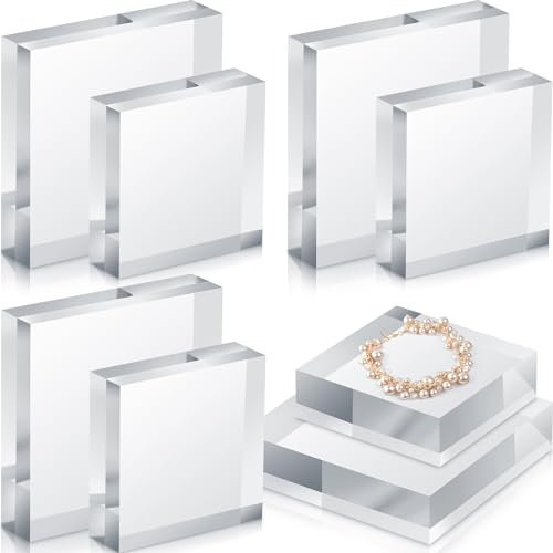 8 Pcs Acrylic Display Block Clear 3 x 3 x 1 Inch (8 Count)