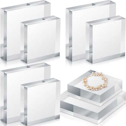 8 Pcs Acrylic Display Block Clear 3 x 3 x 1 Inch (8 Count)