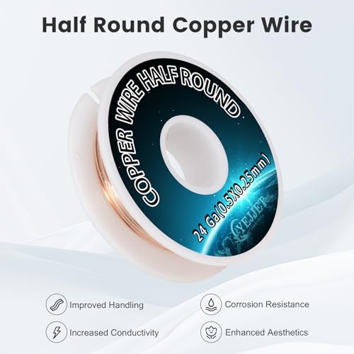 Ultra Fine 24 Gauge Copper Wire Half Round 0.5x0.25mm (112 Foot)